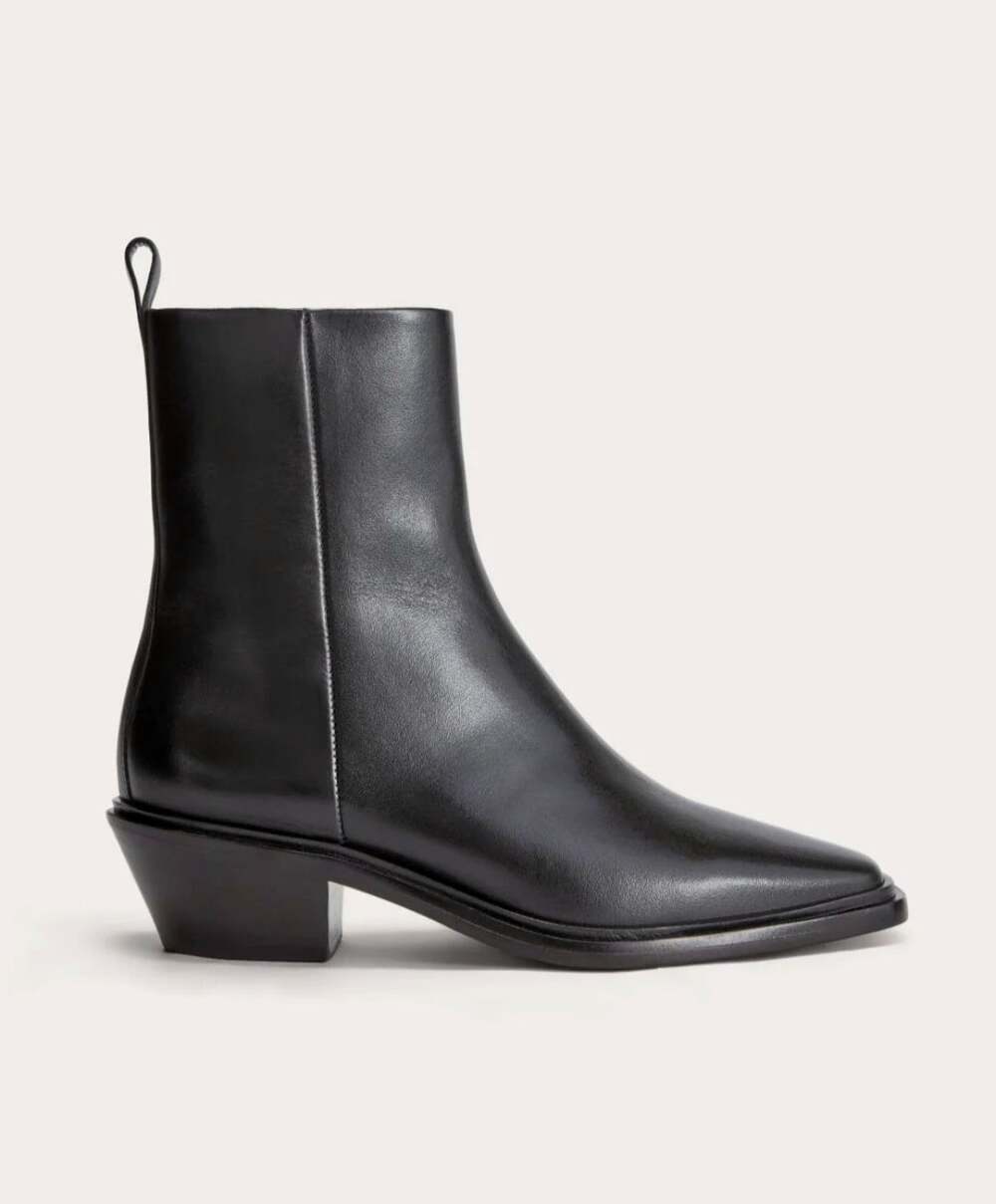 NEW Everlane The Havana Black Leather Pointed Toe Ankle Boot 8.5